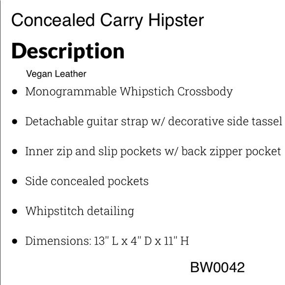 Concealed Carry Hipster Handbag plus bonus strap! - Picture 5 of 11